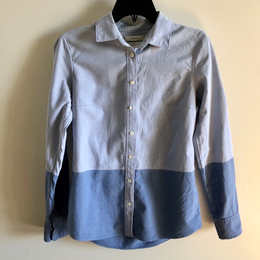 Jcrew blue colorblock boy oxford shirt - Picture 2 of 7
